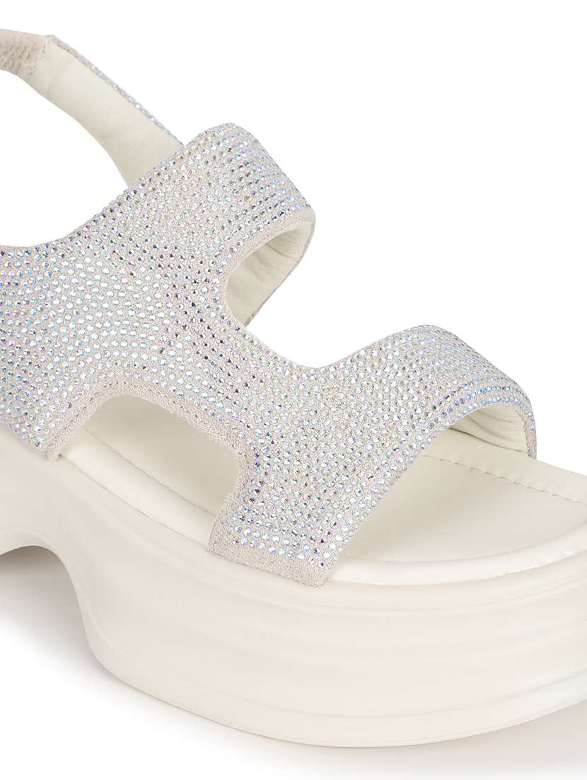 women white back strap sandal - 21497210 -  Standard Image - 5