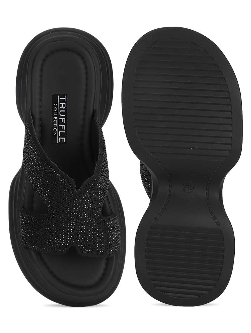 women black slip on sandal - 21497211 -  Standard Image - 3