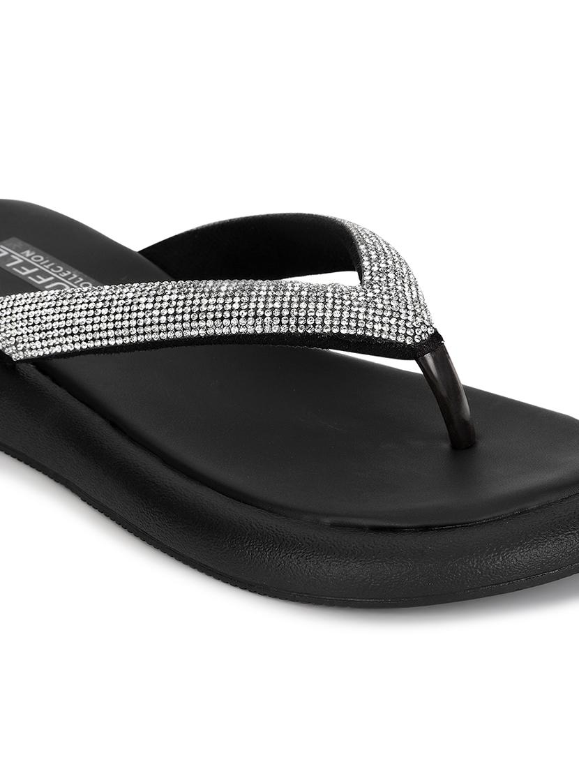 women black embellished slippers - 21497214 - Standard Image - 5