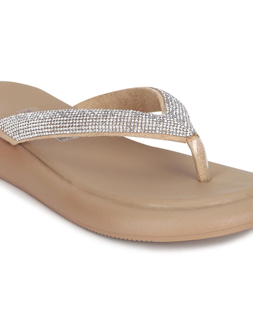 women nude embellished slippers - 21497215 - Standard Image - 5