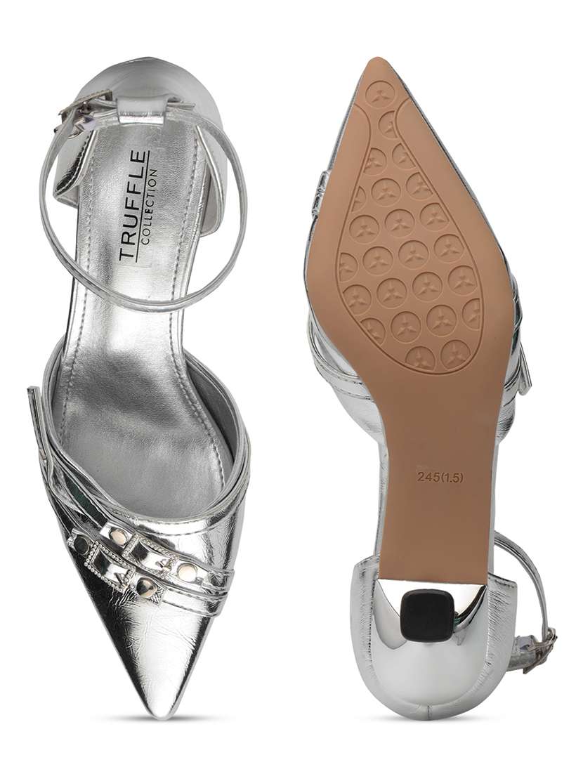 women silver ankle strap pumps - 21497225 -  Standard Image - 3