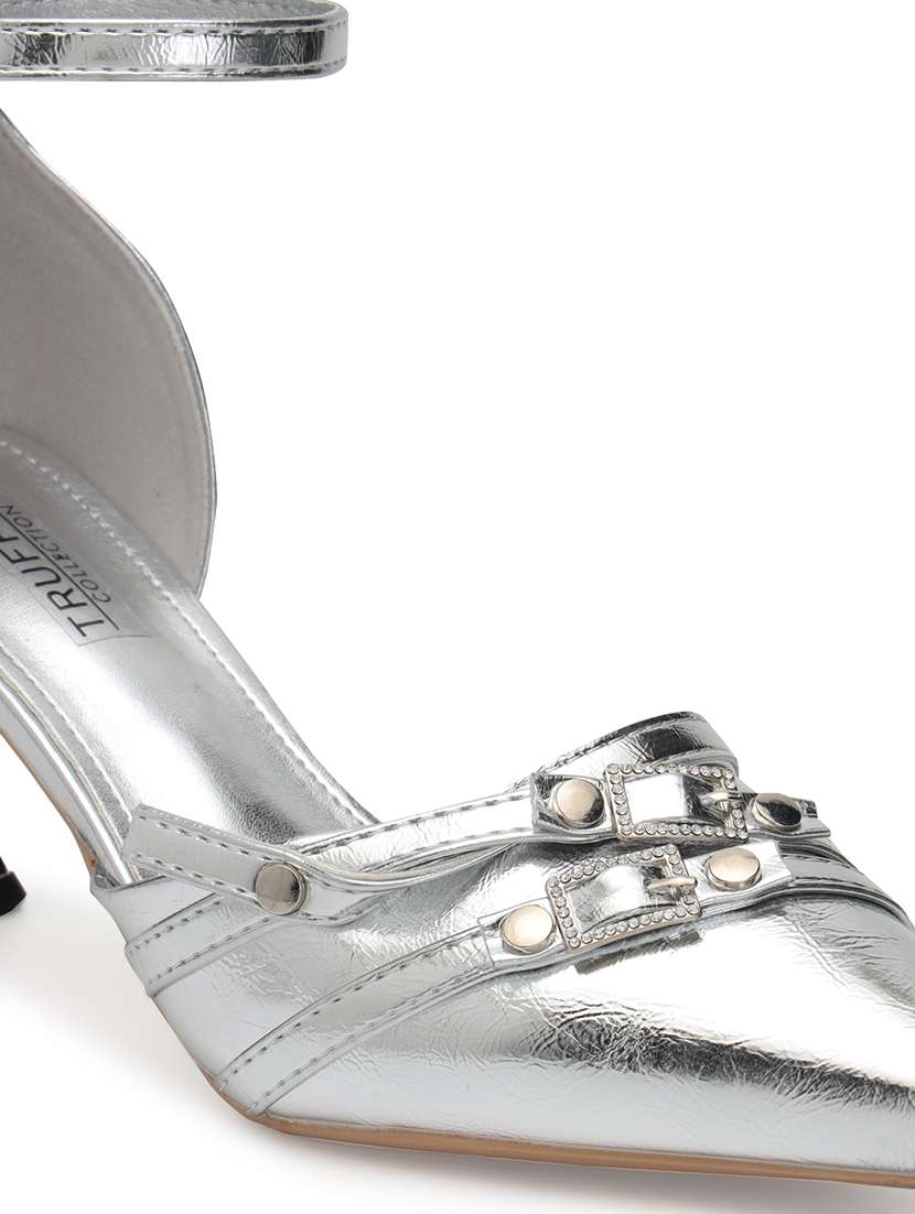 women silver ankle strap pumps - 21497225 -  Standard Image - 5