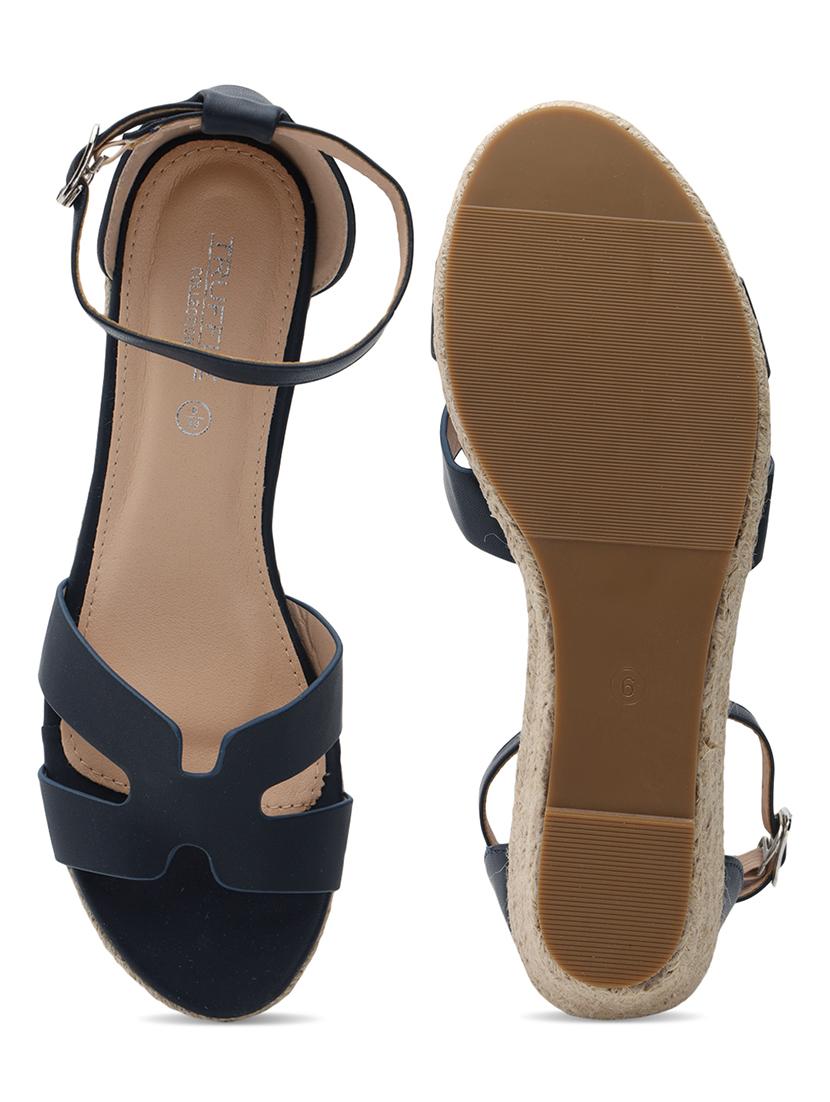 women navy blue ankle strap sandal - 21497244 - Standard Image - 3