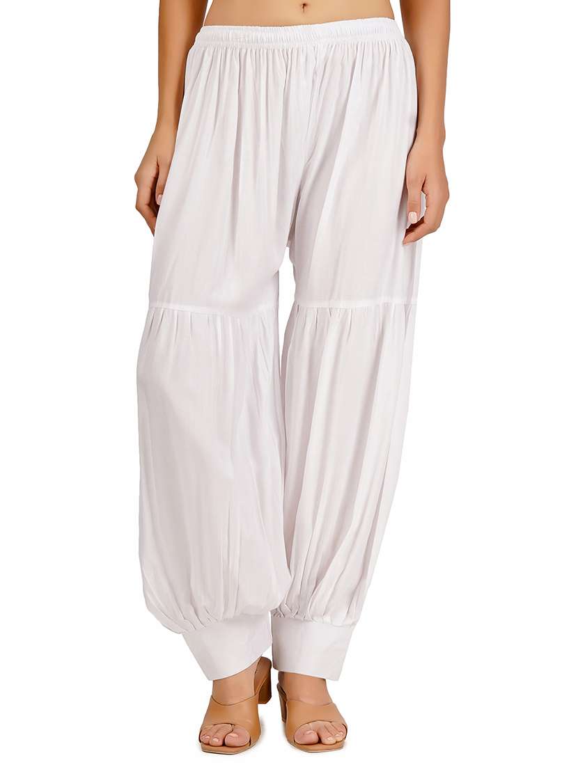 white solid mid rise salwar