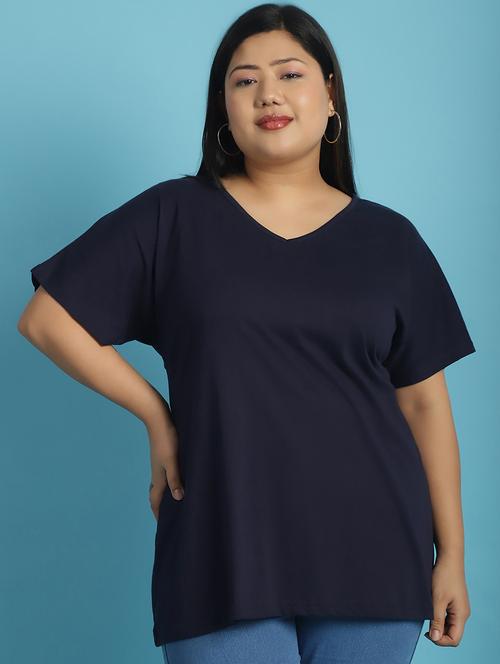 women v-neck solid regular t-shirt - 21497336 -  Standard Image - 0