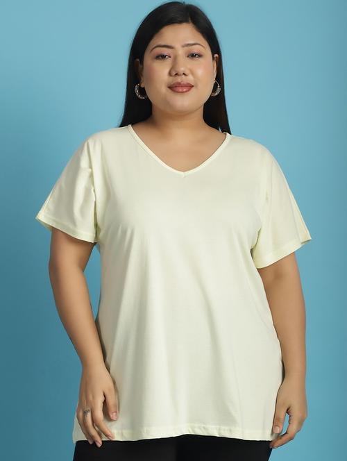 women v-neck solid regular t-shirt - 21497337 - Standard Image - 0