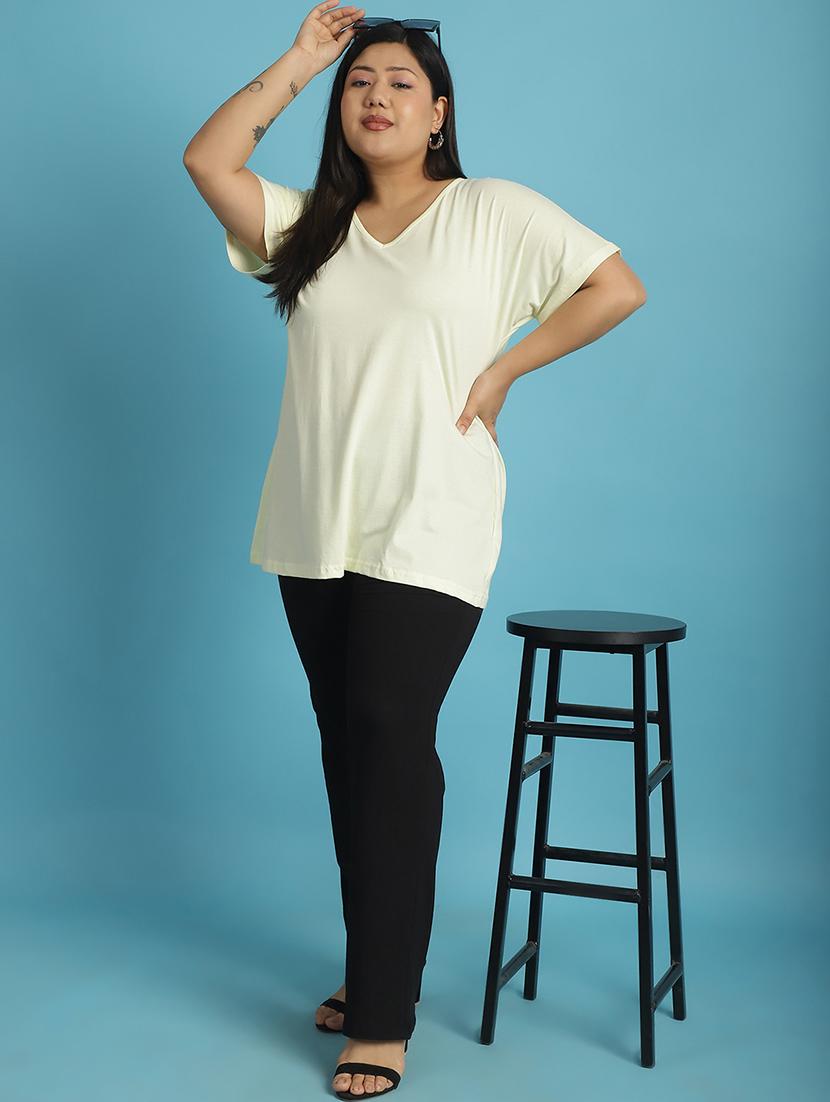 women v-neck solid regular t-shirt - 21497337 - Standard Image - 3