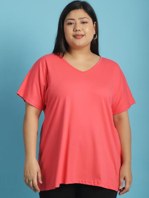 women v-neck solid regular t-shirt - 21497338 -  Standard Image - 0