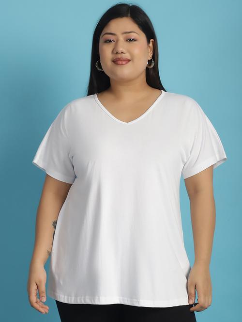 women v-neck solid regular t-shirt - 21497342 -  Standard Image - 0