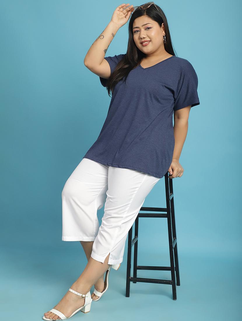 women v-neck solid regular t-shirt - 21497345 - Standard Image - 3