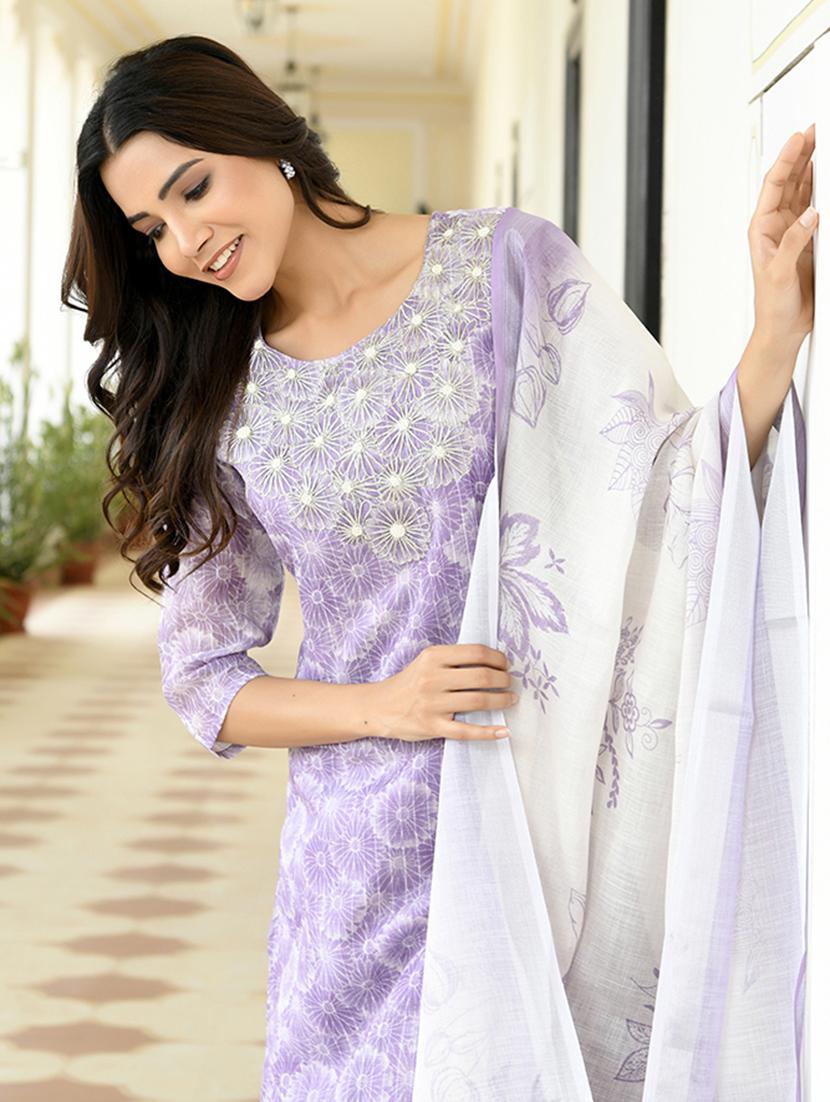 women three quarter sleeve kurta pant with dupatta set - 21497445 - Standard Image - 3