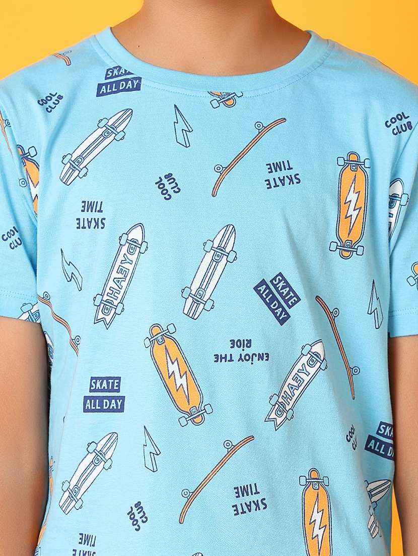 boys round neck printed t-shirt & shorts set  - 21497460 -  Standard Image - 5