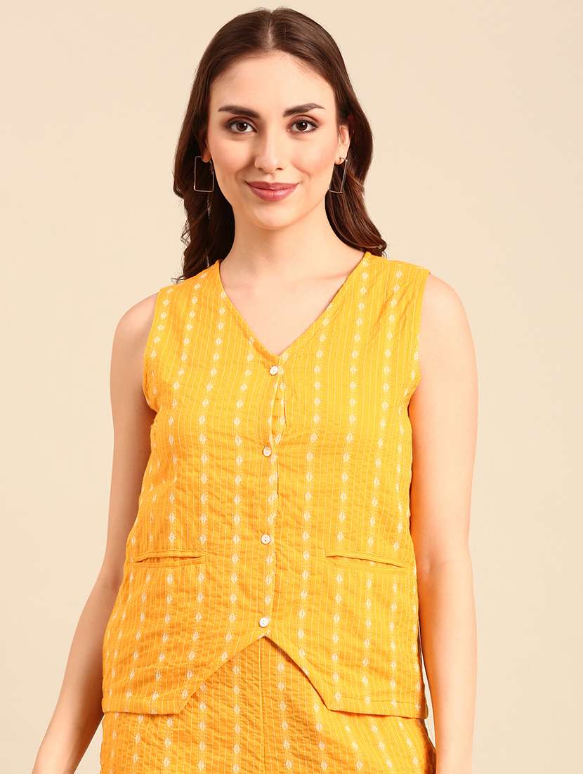women mustard poly cotton crop top