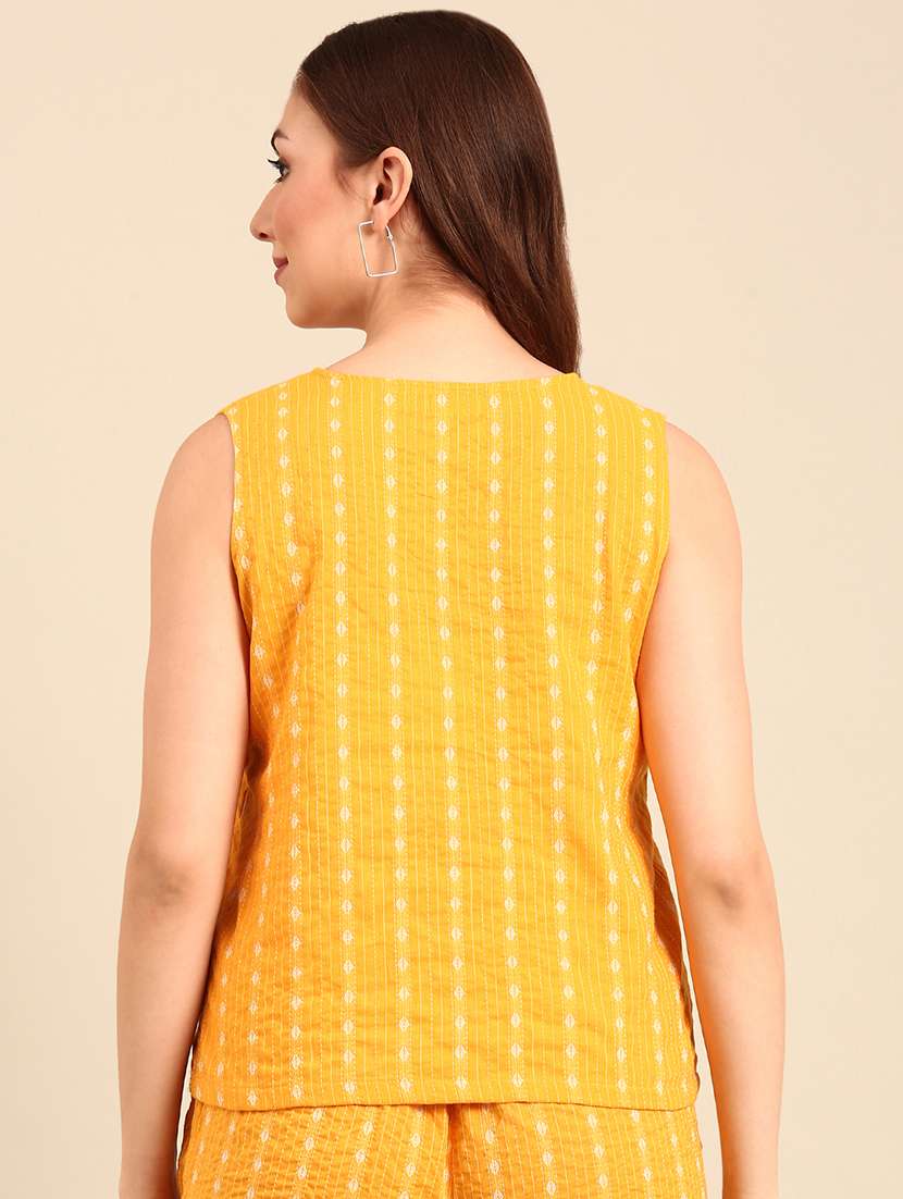 women mustard poly cotton crop top - 21497472 -  Standard Image - 3