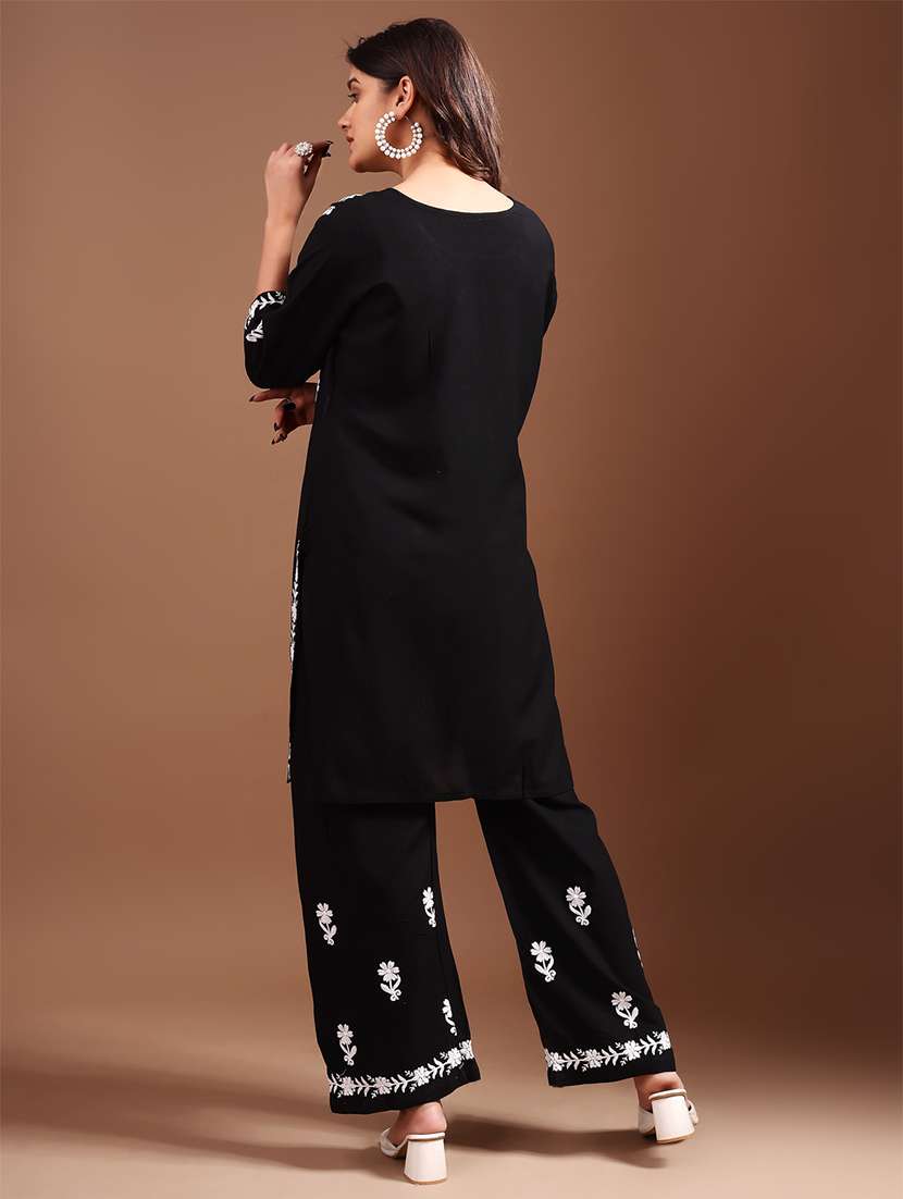 women three quarter sleeve kurta palazzo set - 21497886 - Standard Image - 3