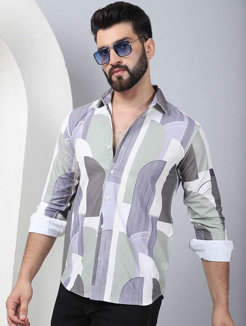 men printed long sleeve casual shirt - 21497940 - Standard Image - 3