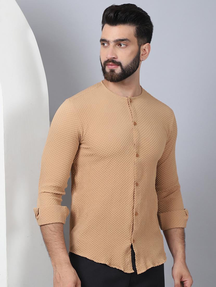 men self design long sleeve casual shirt