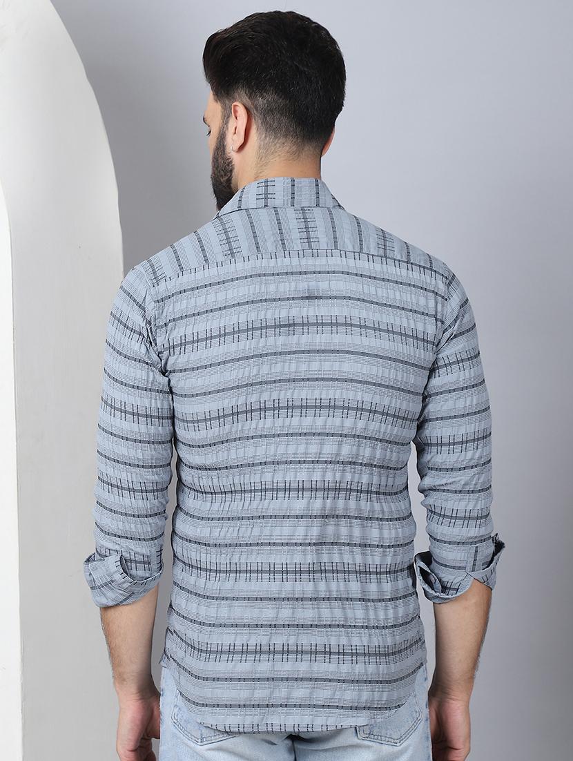 men striped long sleeve casual shirt - 21497946 - Standard Image - 3