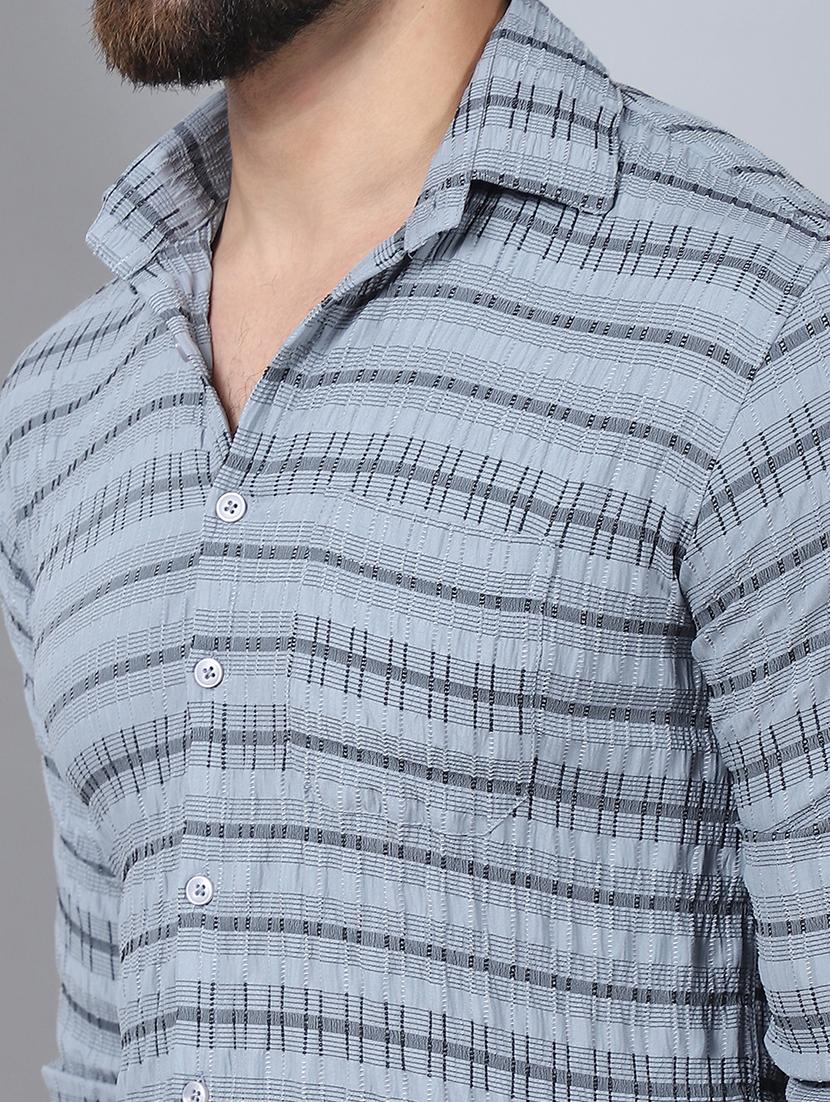 men striped long sleeve casual shirt - 21497946 - Standard Image - 5