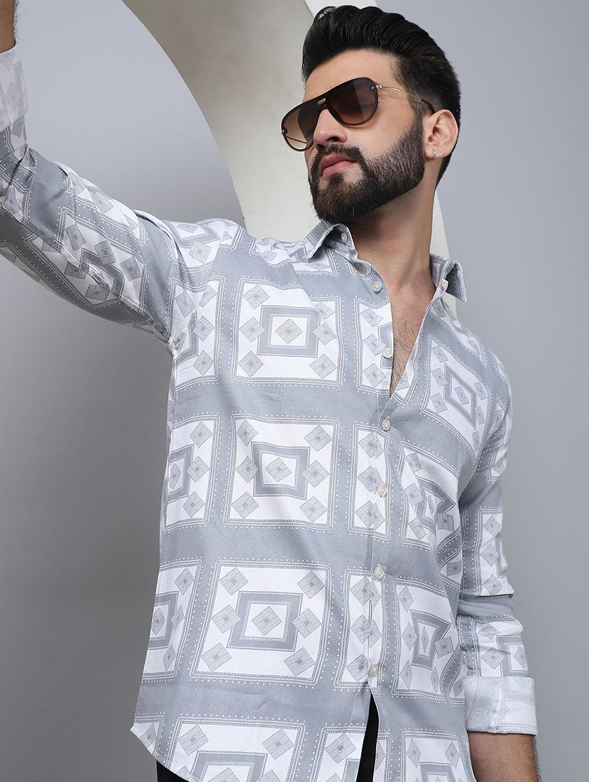 men printed long sleeve casual shirt - 21497949 - Standard Image - 3