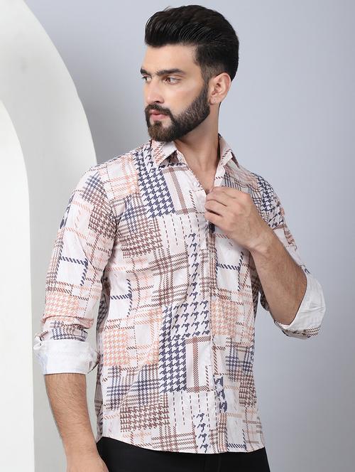 men printed long sleeve casual shirt - 21497952 - Standard Image - 0