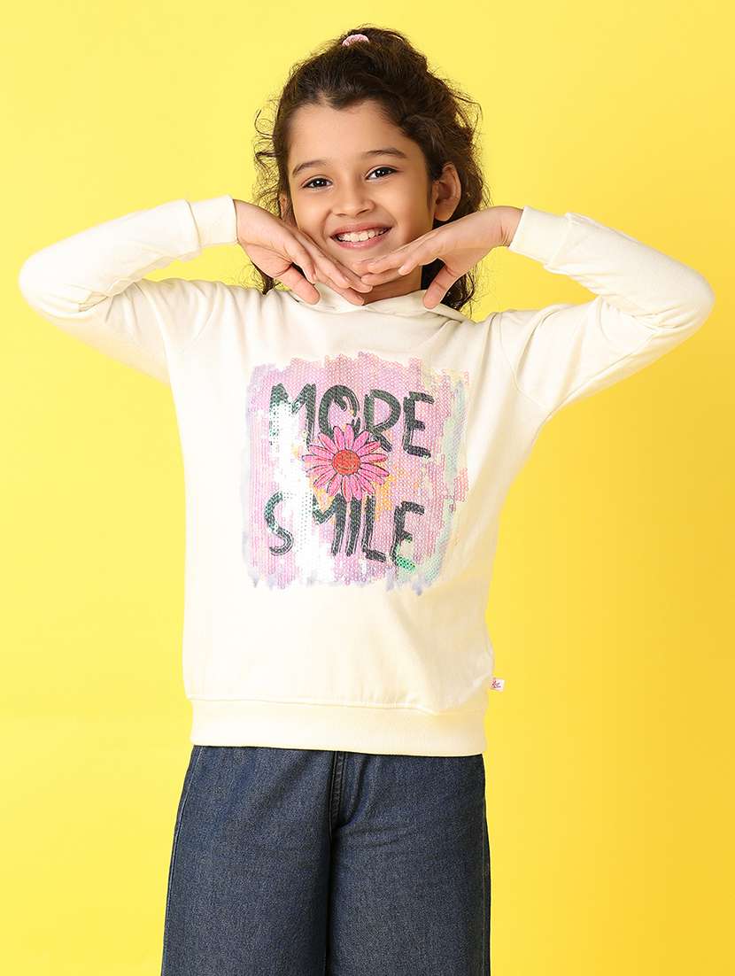 kids cream long sleeves sweatshirt