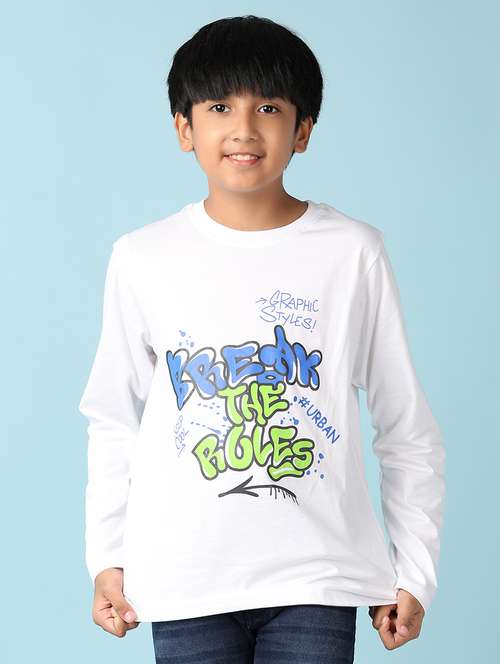 boys round neck typographic t-shirt - 21498573 - Standard Image - 0