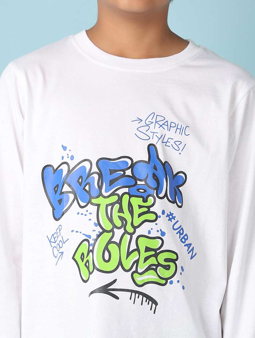 boys round neck typographic t-shirt - 21498573 - Standard Image - 5