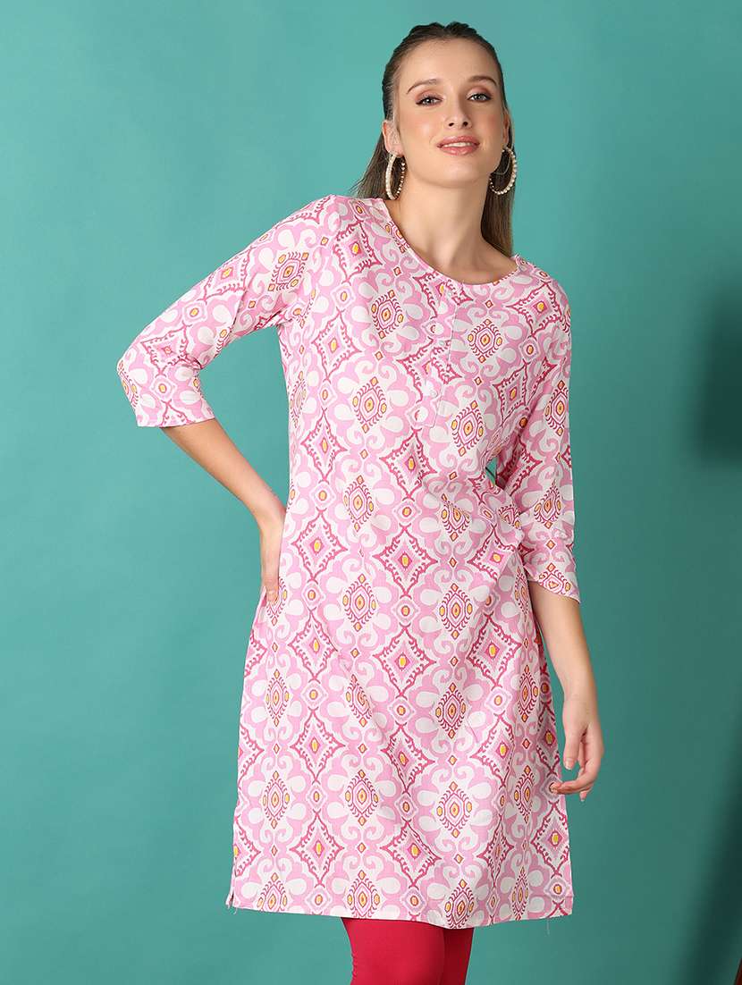women three quarter sleeve straight kurta