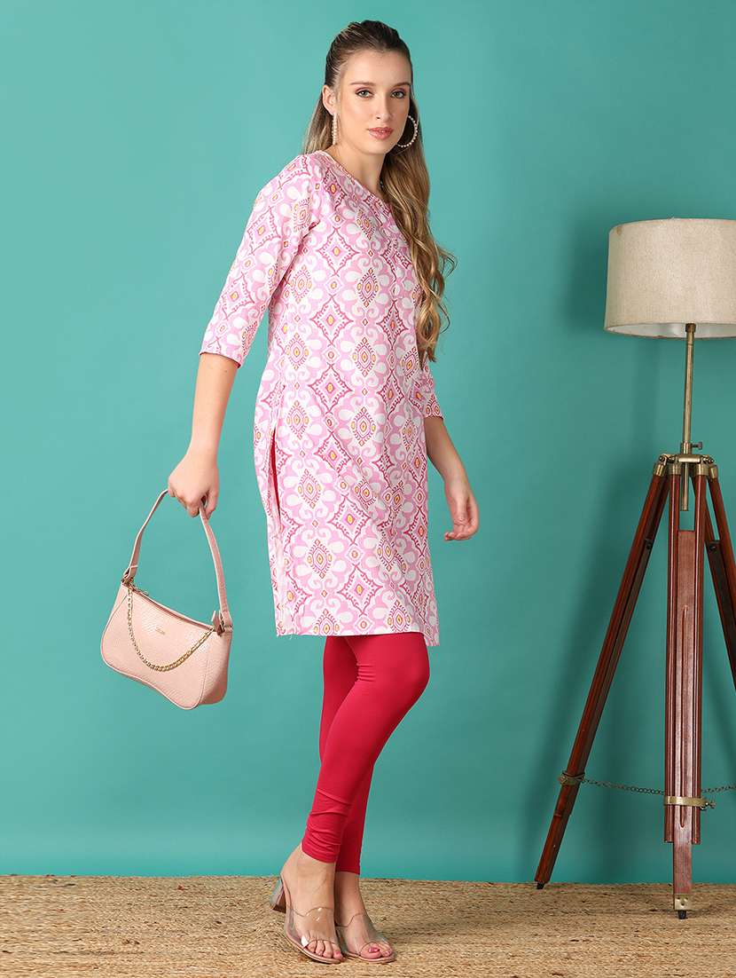women three quarter sleeve straight kurta - 21498595 -  Standard Image - 3