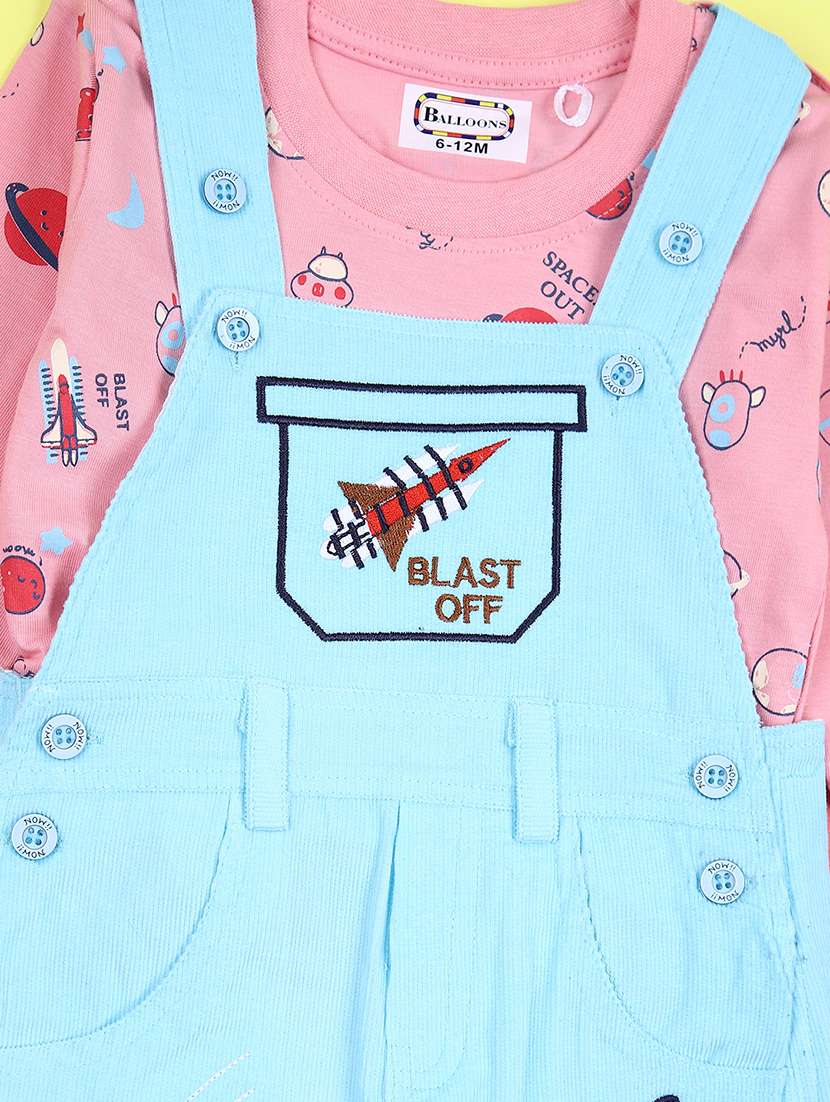 boys printed dungree with t-shirt - 21498604 -  Standard Image - 3