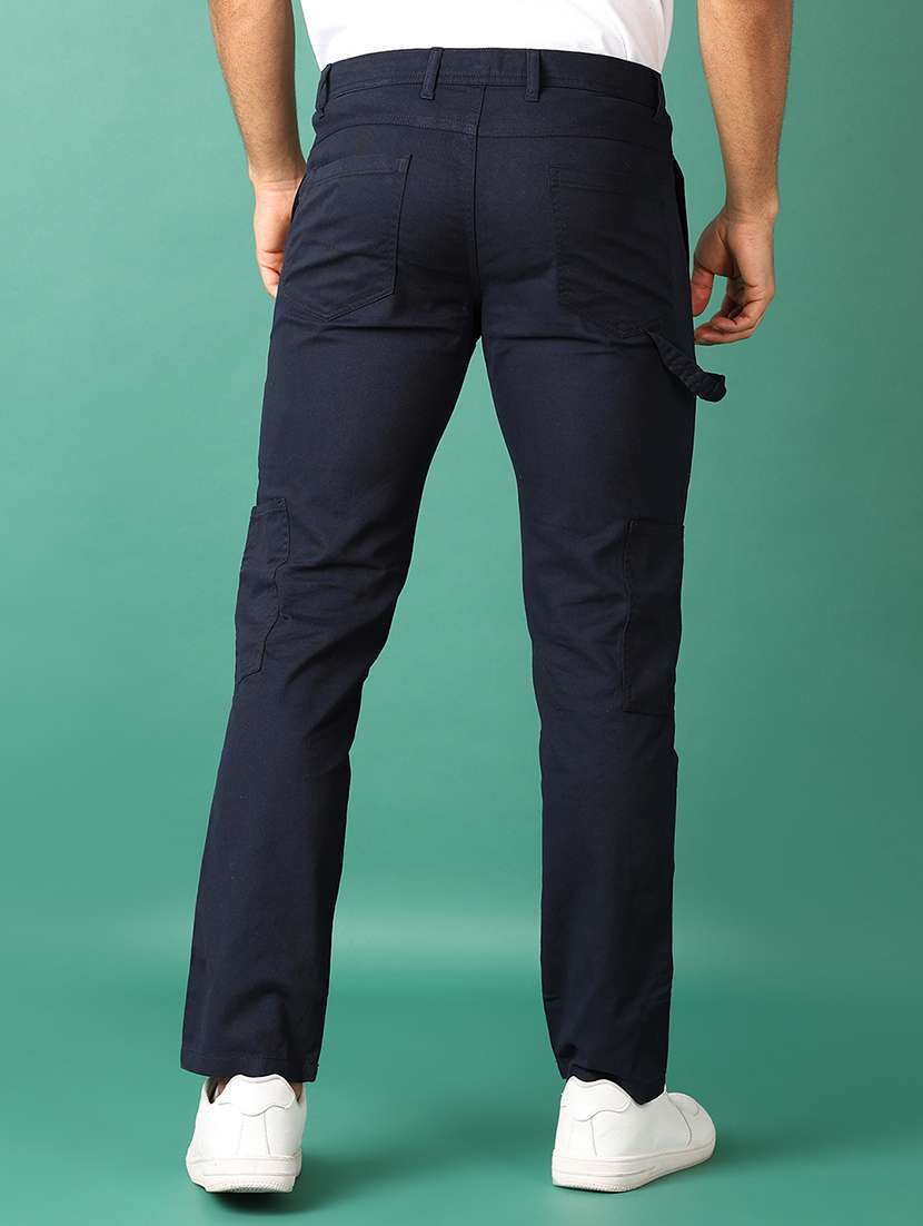 men solid regular fit chinos casual trouser - 21498625 -  Standard Image - 3