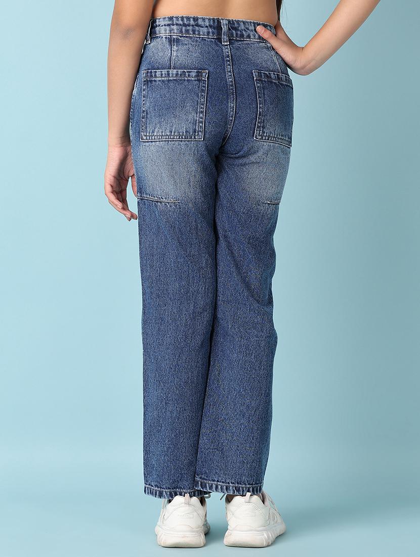 girls solid straight fit jeans - 21498640 - Standard Image - 3