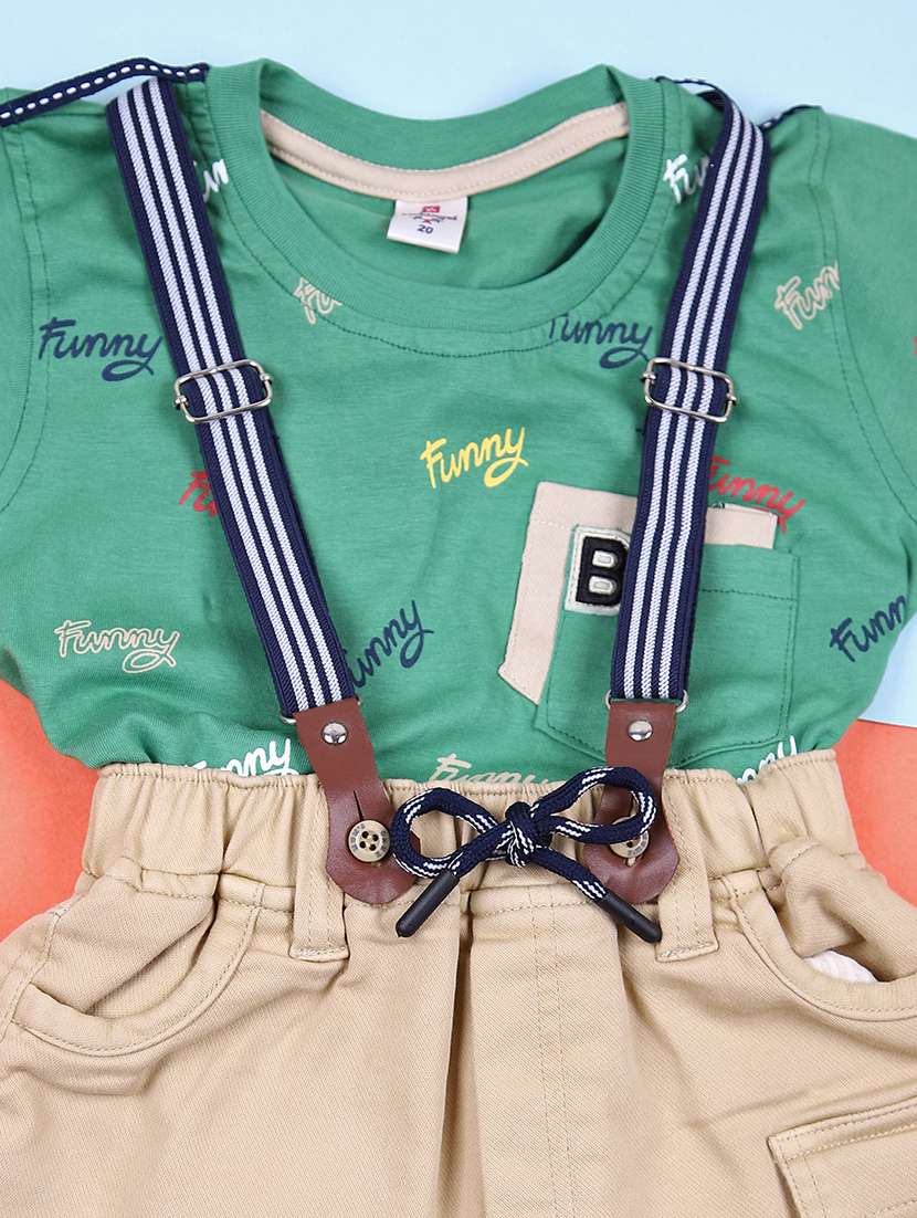 boys printed t-shirt & dungaree  - 21498754 -  Standard Image - 3