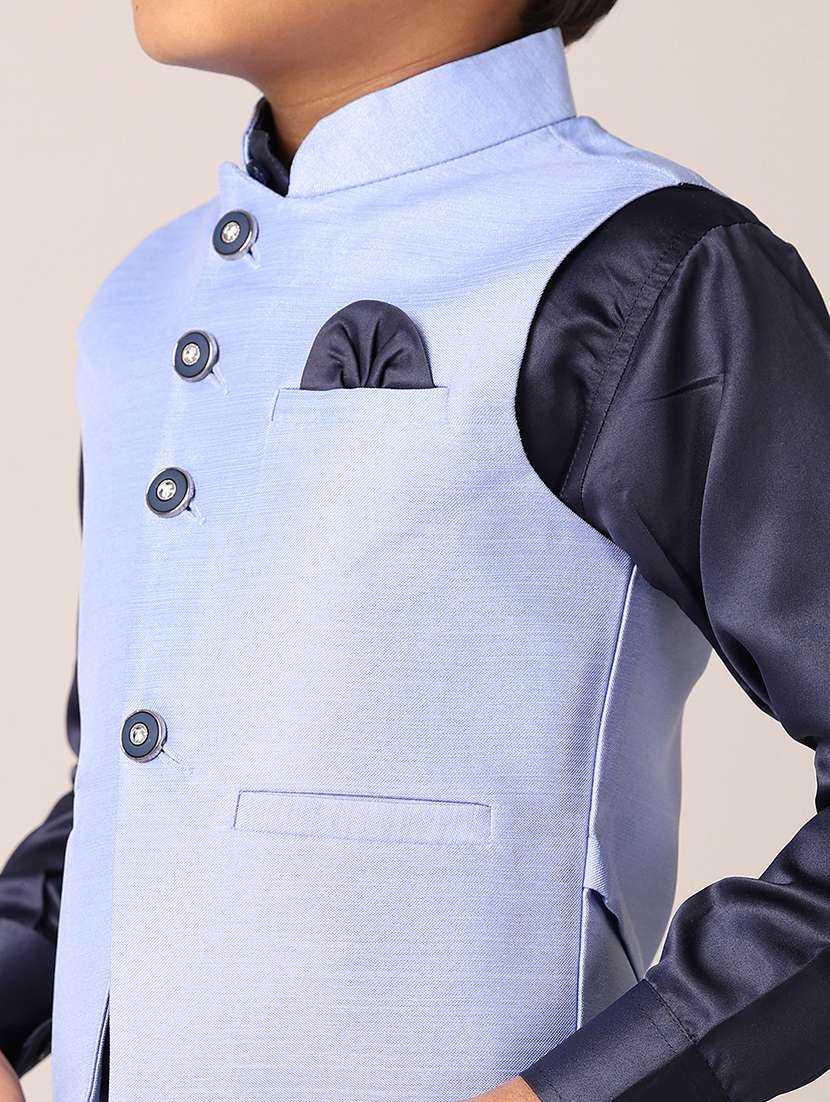 boys solid shirt and trouser with wasitcoat set - 21498807 -  Standard Image - 3