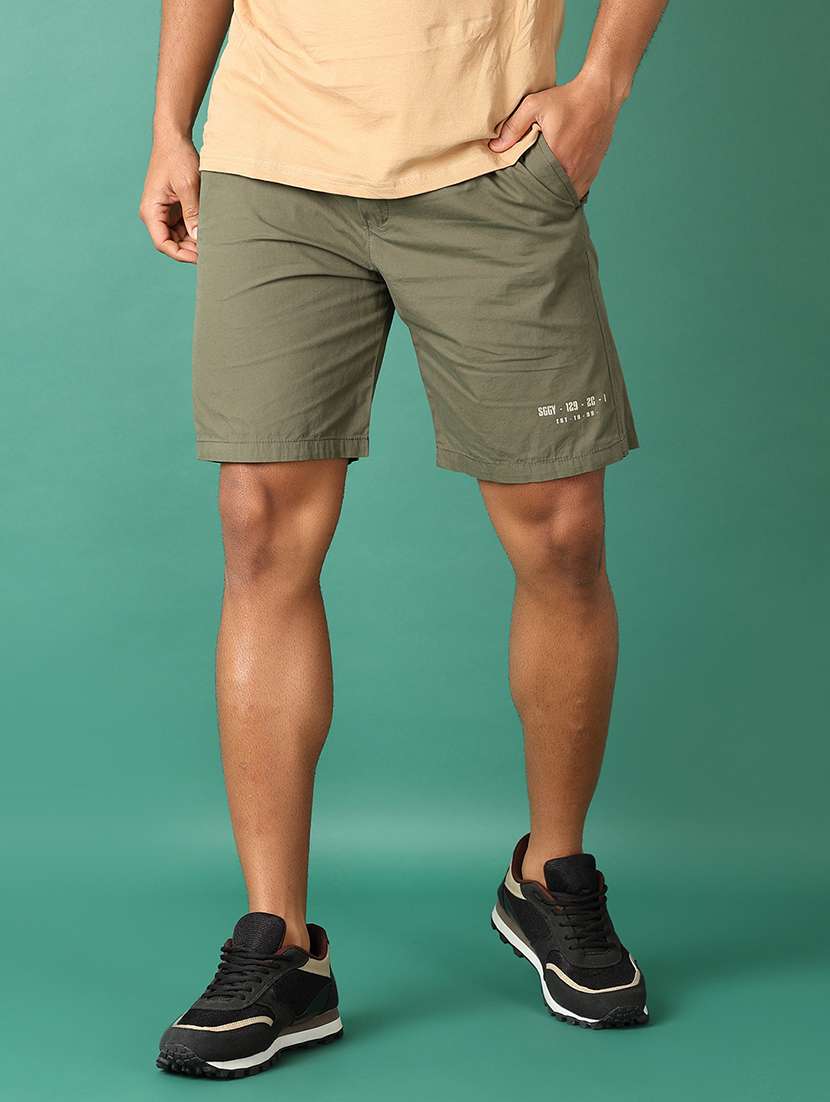 men olive solid shorts - 21498816 -  Standard Image - 3