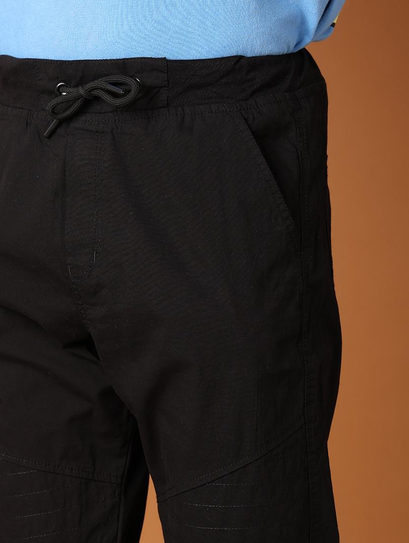 men black solid joggers - 21498826 - Standard Image - 5