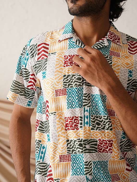 men printed short sleeve casual shirt - 21498864 -  Standard Image - 5