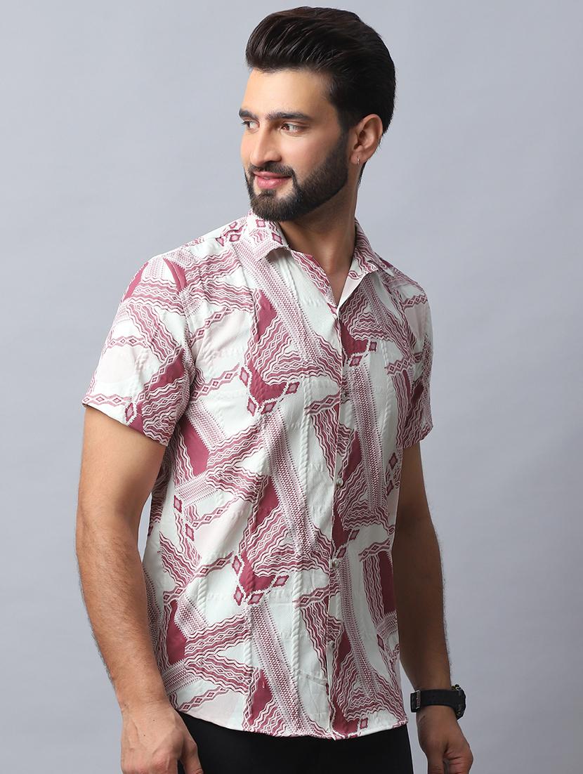 men printed short sleeve casual shirt