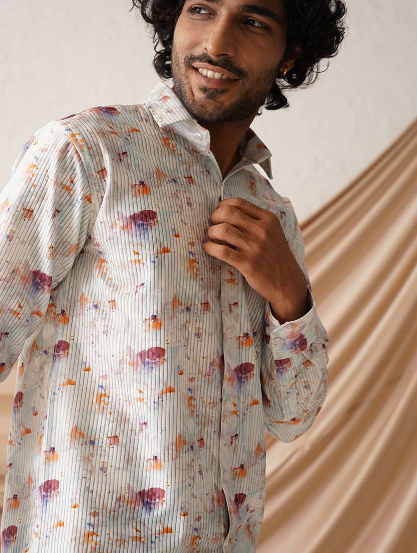 men printed long sleeve regular fit casual shirt - 21498873 -  Standard Image - 5