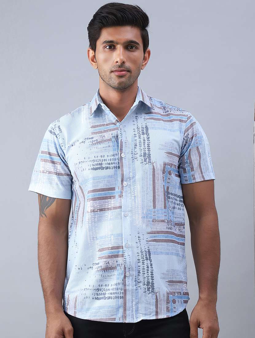men printed short sleeve regular fit casual shirt - 21498894 -  Standard Image - 3