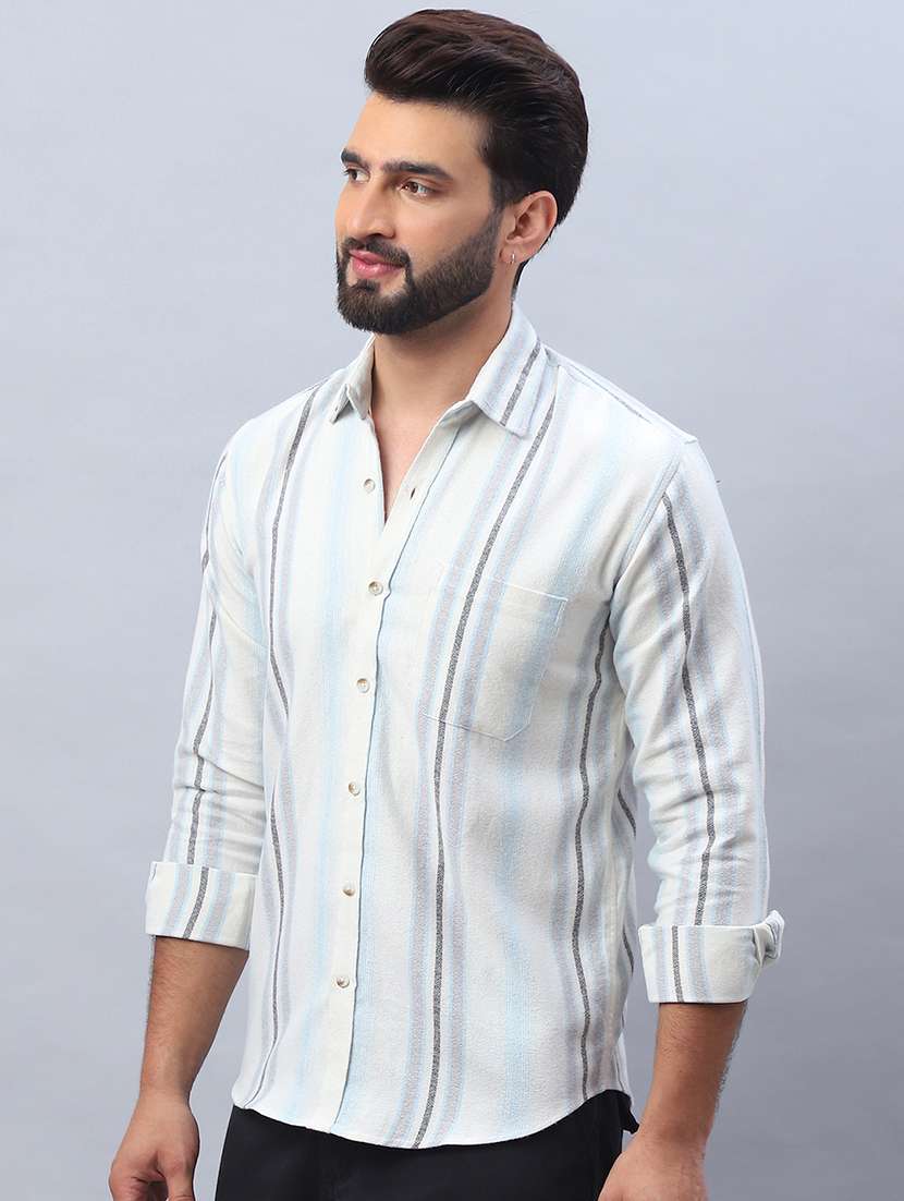 men striped long sleeve regular fit casual shirt - 21498898 -  Standard Image - 3