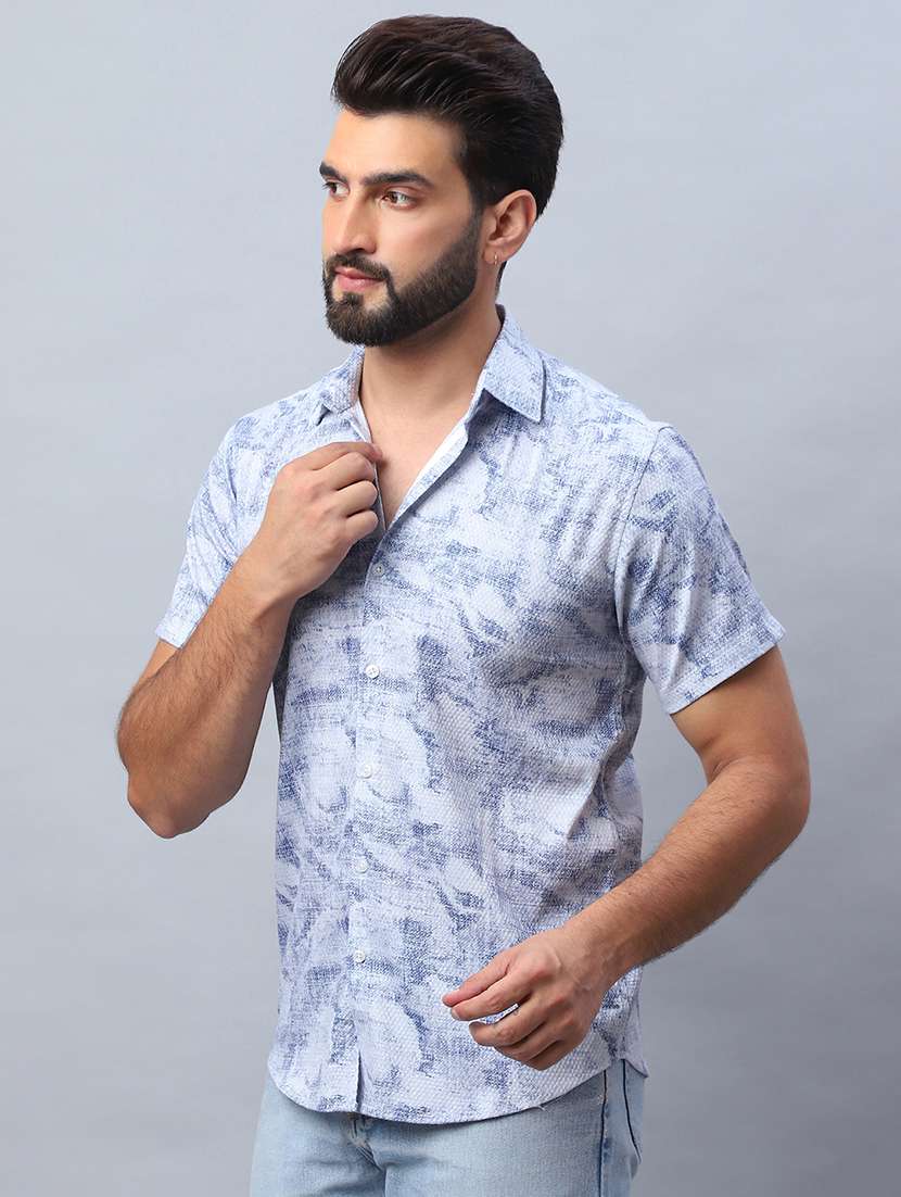 men printed short sleeve regular fit casual shirt - 21498900 -  Standard Image - 3