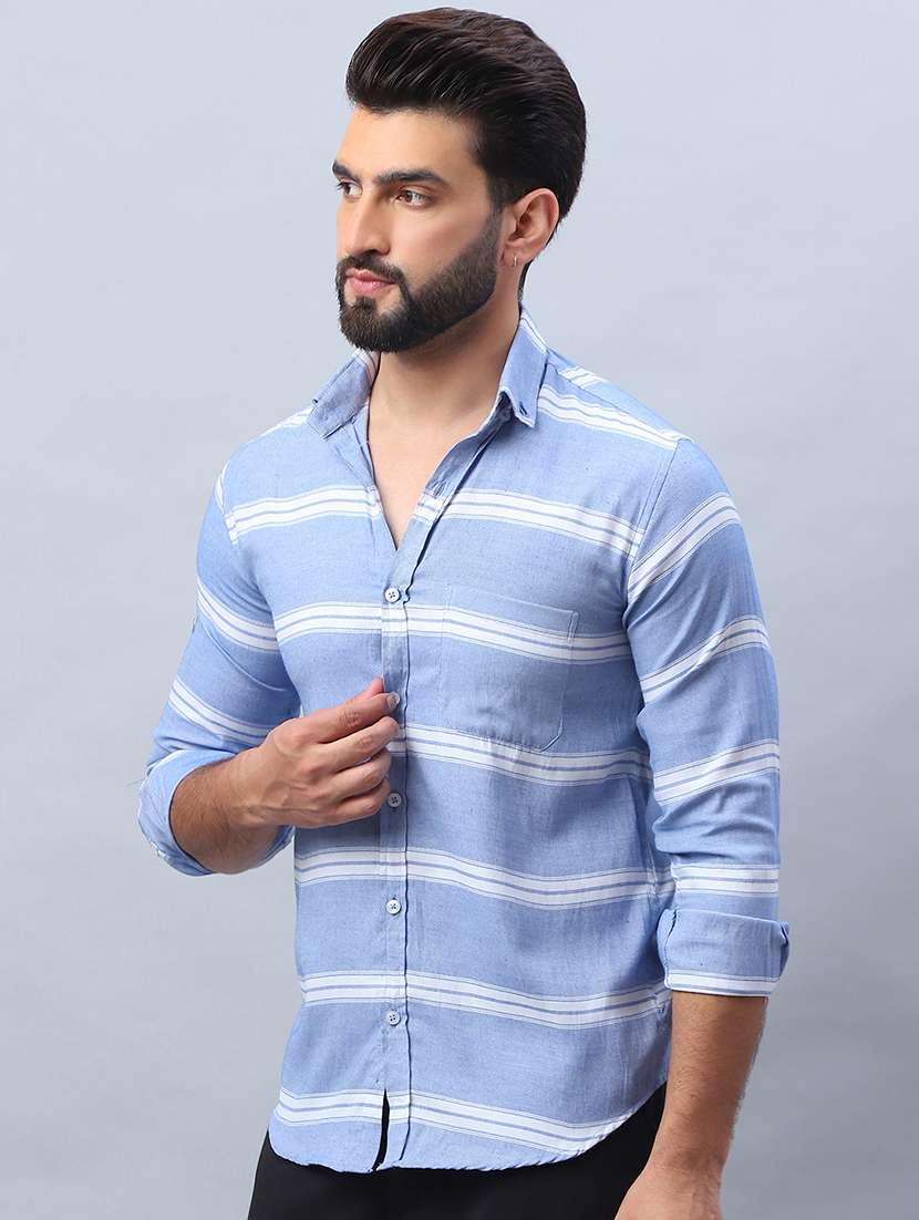 men striped long sleeve regular fit casual shirt - 21498901 -  Standard Image - 3