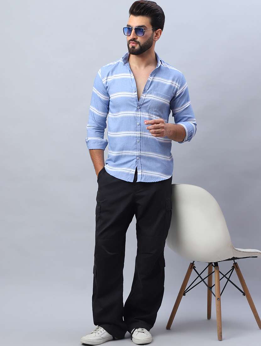 men striped long sleeve regular fit casual shirt - 21498901 -  Standard Image - 5