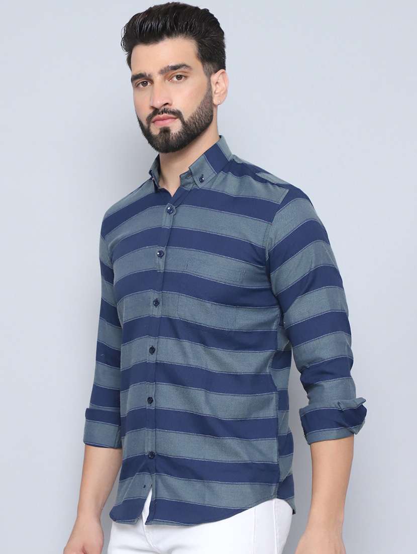 men striped long sleeve regular fit casual shirt - 21498918 -  Standard Image - 3