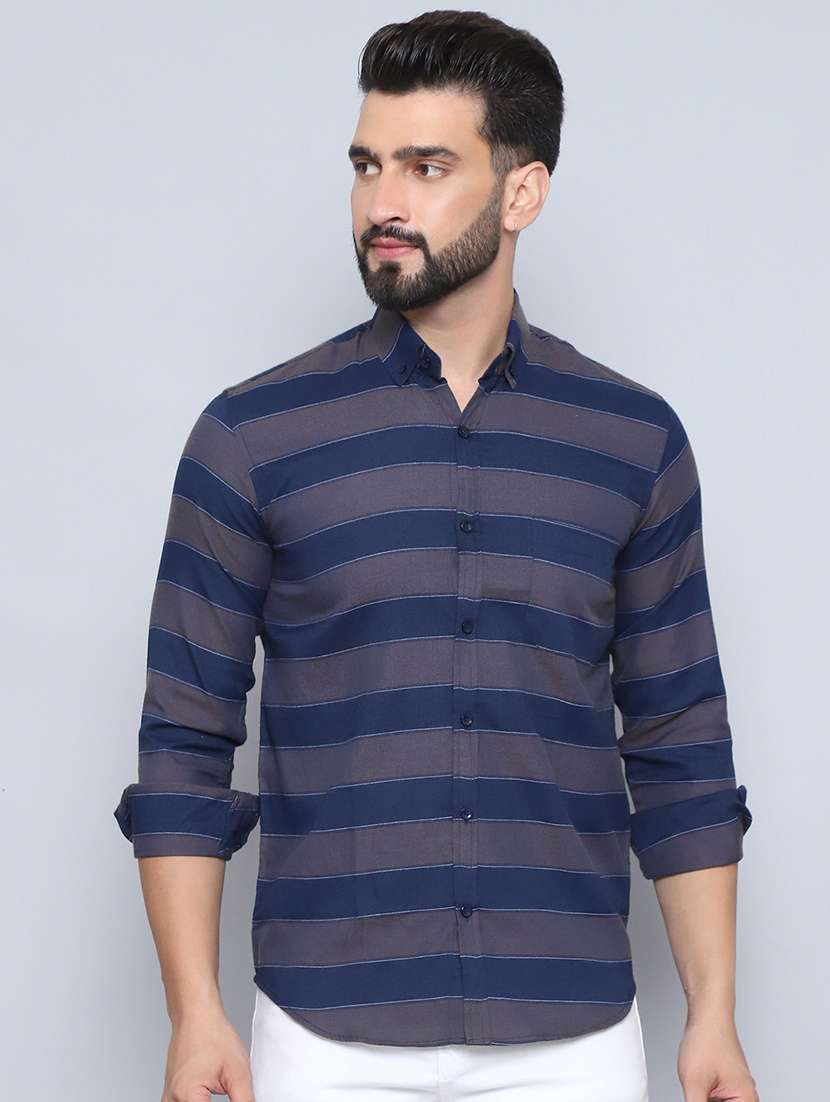 men striped long sleeve regular fit casual shirt - 21498919 -  Standard Image - 3