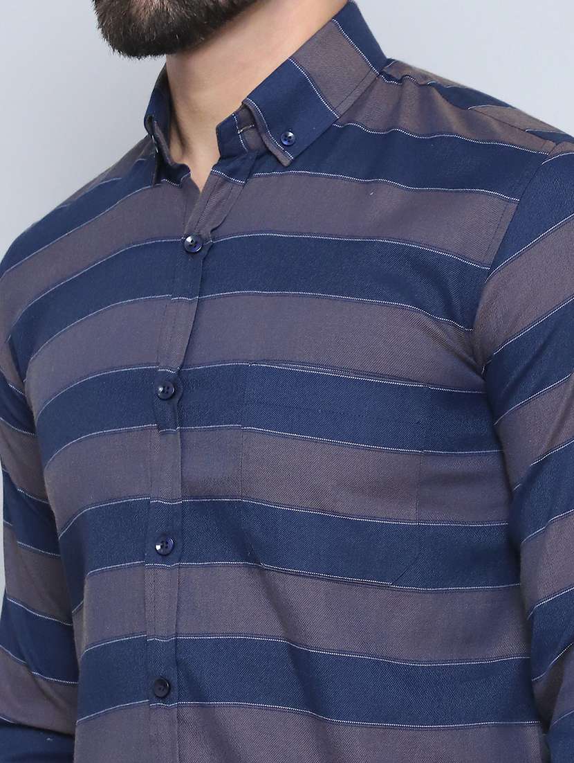 men striped long sleeve regular fit casual shirt - 21498919 -  Standard Image - 5