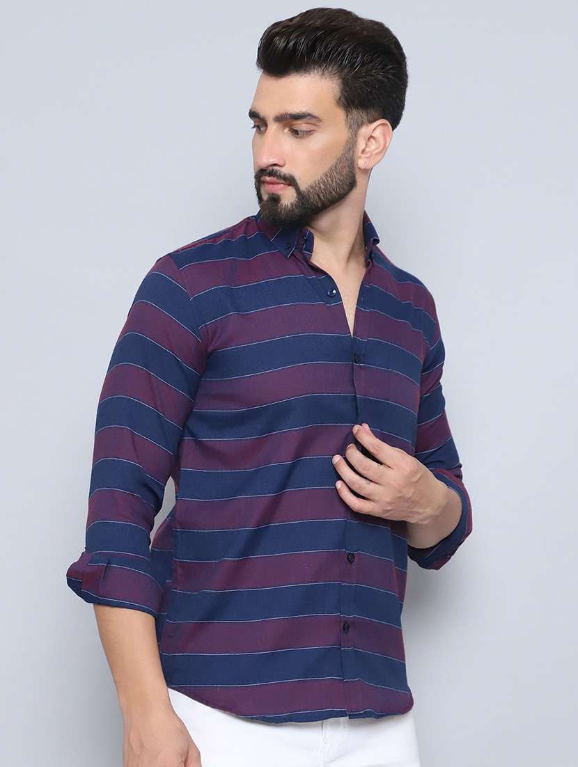 men striped long sleeve regular fit casual shirt - 21498920 -  Standard Image - 3