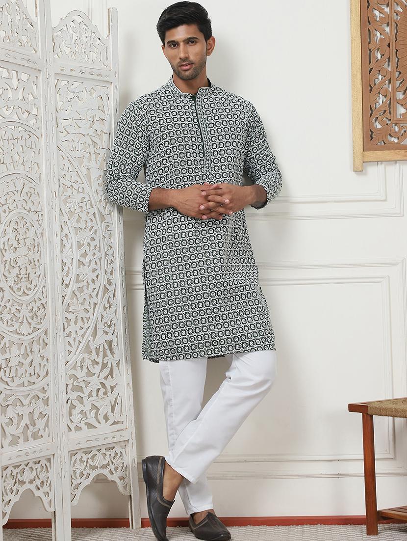 men embroidered kurta pyjama ethnic wear set - 21498954 - Zoom Image - 0